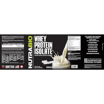 NutraBio Whey Protein Isolate Powder Supplement – 25g of Protein Per Scoop with Complete Amino Acid Profile - Soy and Gluten Free Protein Powder - Zero Fillers and Non-GMO - Alpine Vanilla - 2 Lbs