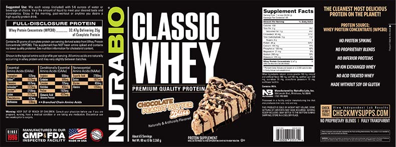 NutraBio Classic Whey Protein Powder- 25G of Protein Per Scoop - Ice Cream Cookie Dream, 2 Pounds