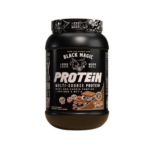 Worldwide Nutrition Bundle Compatible with Black Magic Protein Powder - Multi-Source Protein Whey, Egg & Casein Complex with Enzymes & MCT- 2LB Campfire Smores Flavor with Multi-Purpose Keychain