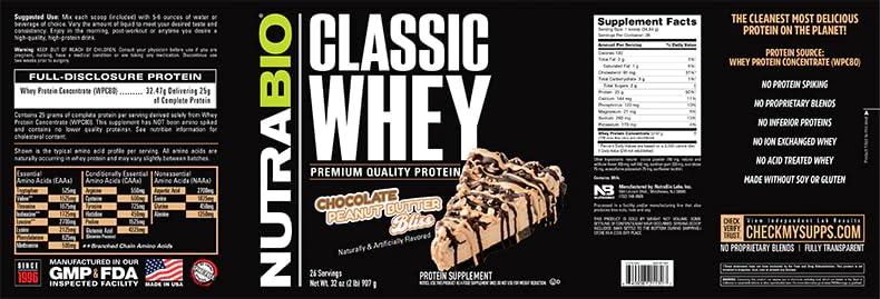 NutraBio Classic Whey Protein Powder- 25G of Protein Per Scoop - Ice Cream Cookie Dream, 2 Pounds