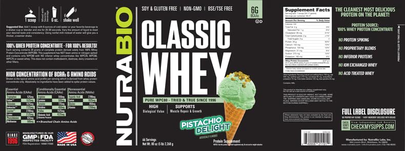 NutraBio Classic Whey Protein Powder- 25G of Protein Per Scoop - Ice Cream Cookie Dream, 2 Pounds