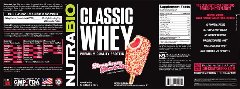 NutraBio Classic Whey Protein Powder- 25G of Protein Per Scoop - Ice Cream Cookie Dream, 2 Pounds