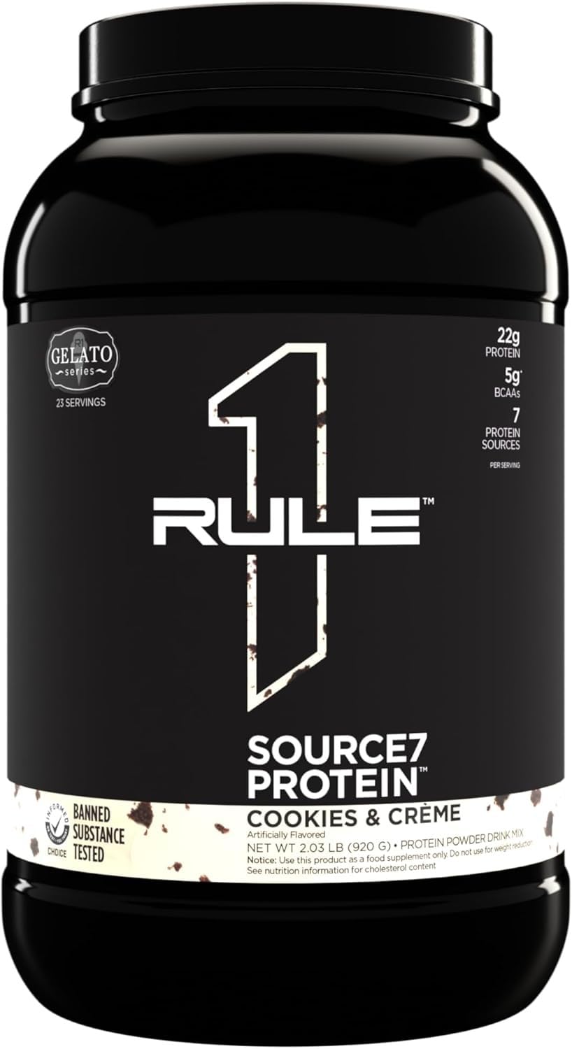 Source 7 Protein – Gelato-Inspired Flavors, Velvety Smooth Texture, 22g Sustained Protein with 10g EAAs from 7 Premium Sources (2 Pounds*, Vanilla)