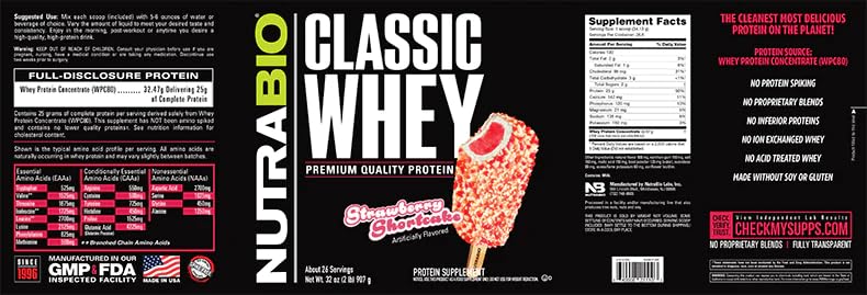 NutraBio Classic Whey Protein Powder- 25G of Protein Per Scoop - Ice Cream Cookie Dream, 2 Pounds