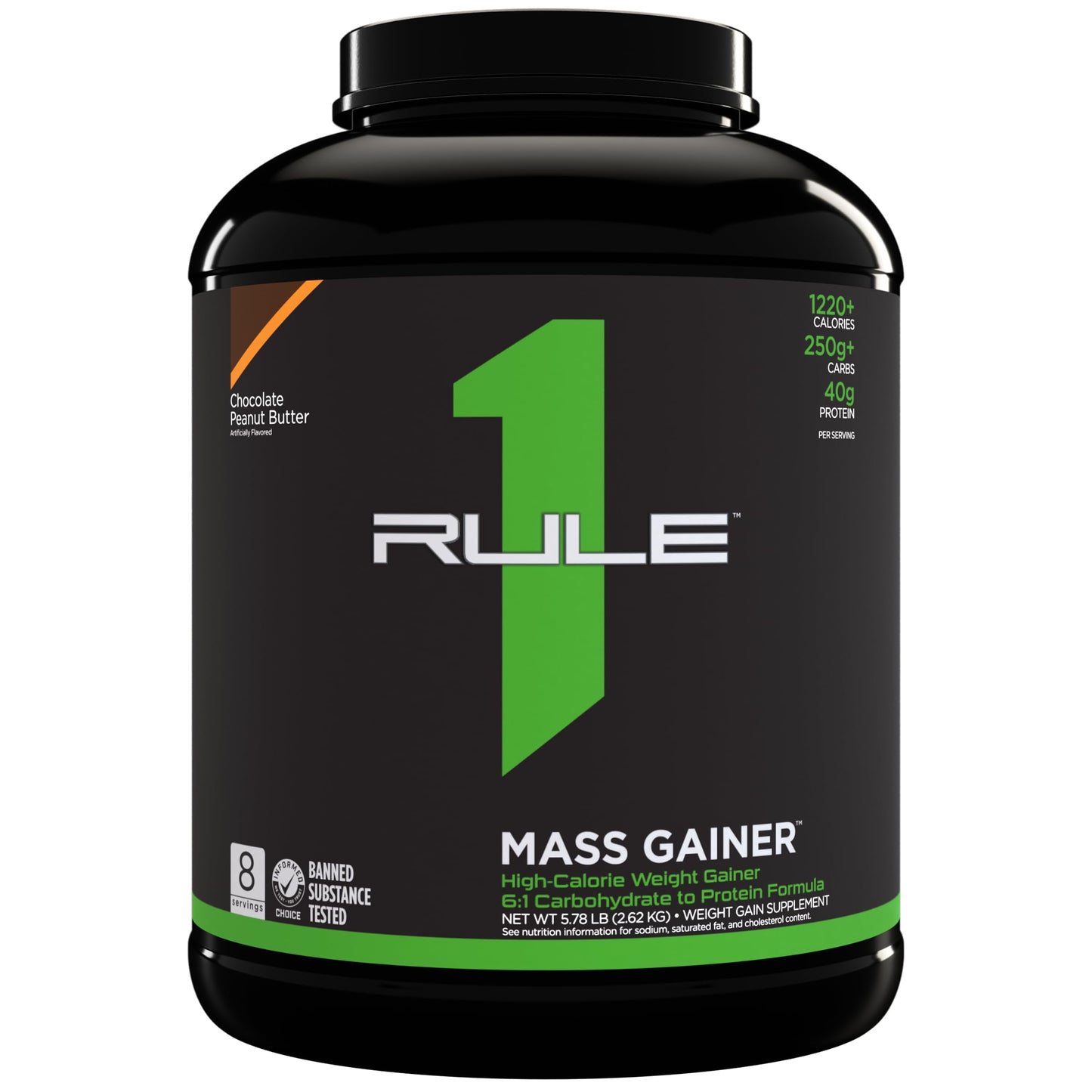 Rule One Proteins, R1 Mass Gainer - Vanilla Crème, High-Calorie Weight Gain Formula with 1,220+ Calories, 250g+ Complex Carb Blend, 40g All-Whey Protein, 8g Fat Per Serving, 6 Pounds, 8 Servings