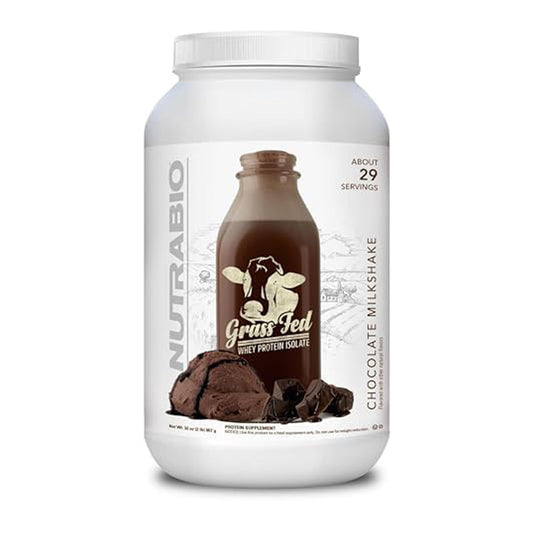 NutraBio Grass Fed Whey Isolate Protein Powder - 25G of Protein Per Scoop - Sugar Free Natural Lean Muscle Protein Supplement - Chocolate Mikshake - 2 Pounds, 29 Servings.