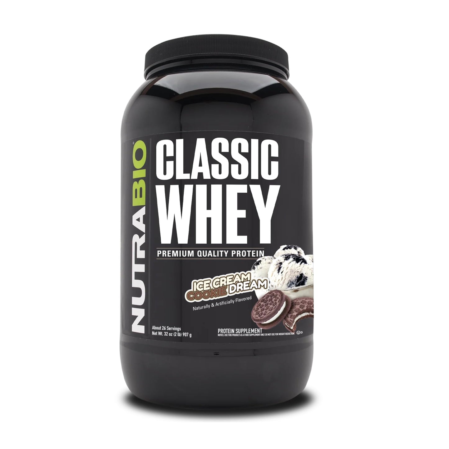 NutraBio Classic Whey Protein Powder- 25G of Protein Per Scoop - Ice Cream Cookie Dream, 2 Pounds