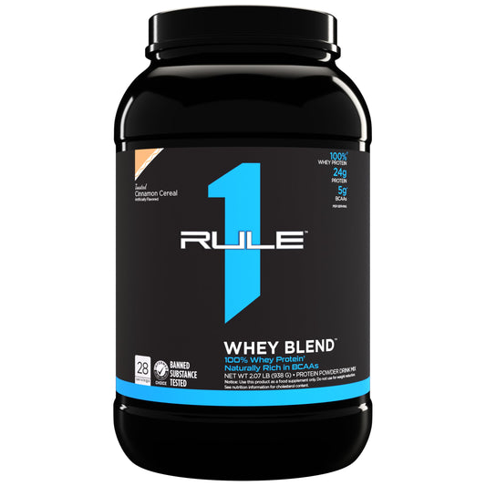 Rule One Proteins, R1 Whey Blend - 24g Fast-Acting Whey Protein Concentrates, Isolates, and Hydrolysates Per Serving, with Naturally Occurring EAAs and BCAAs (2 Pounds*, Toasted Cinnamon Cereal)