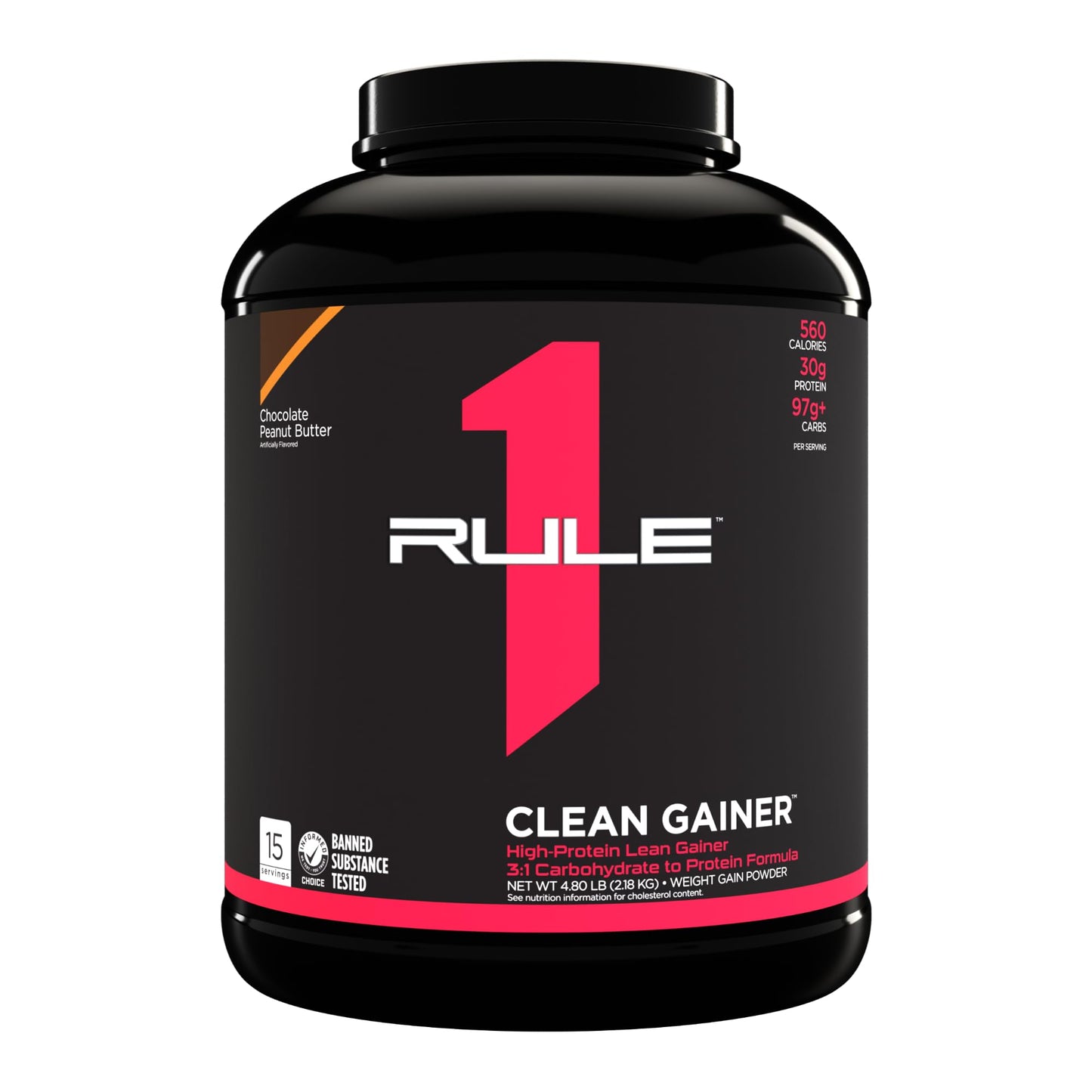 Rule One Proteins, R1 Clean Gainer - High-Protein Lean Gain Formula with 560 Calories, 30g of Full-Spectrum Protein, Over 90g Carbs, Under 6g of Fat (15 Servings, Vanilla Crème)