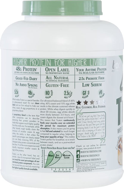 Body Nutrition Trutein Naturals, Whey, Casein & Egg White Protein Powder Without Artificial Sweeteners, Gluten-Free Keto Protein Powder, Post-Workout Meal Replacement Shake, Cinnabun, 4 lb