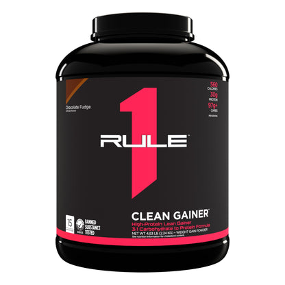 Rule One Proteins, R1 Clean Gainer - High-Protein Lean Gain Formula with 560 Calories, 30g of Full-Spectrum Protein, Over 90g Carbs, Under 6g of Fat (15 Servings, Vanilla Crème)