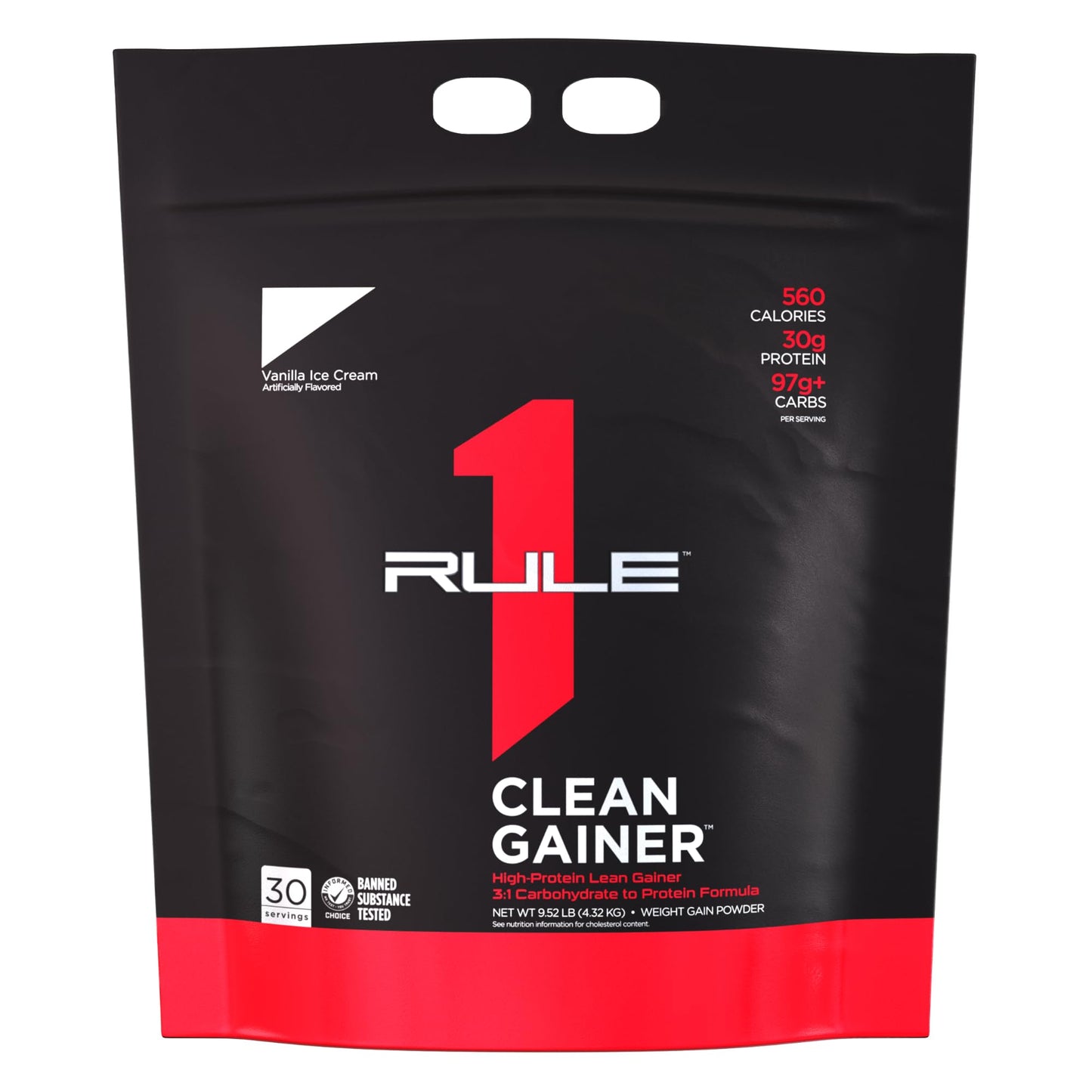 Rule One Proteins, R1 Clean Gainer - High-Protein Lean Gain Formula with 560 Calories, 30g of Full-Spectrum Protein, Over 90g Carbs, Under 6g of Fat (15 Servings, Vanilla Crème)