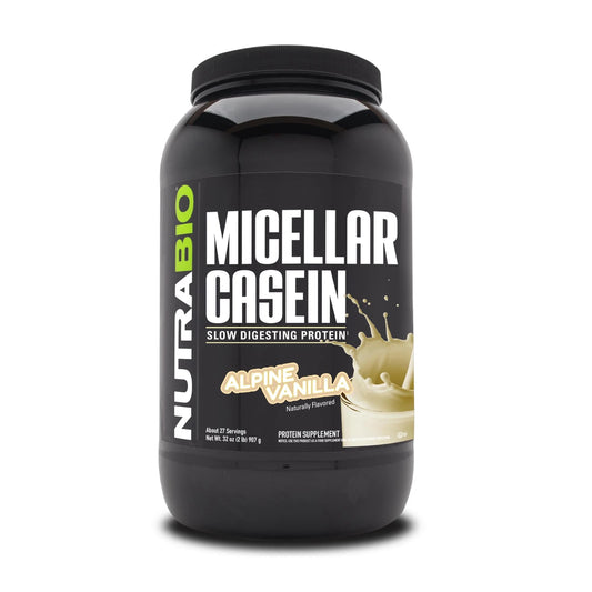 NutraBio Micellar Casein Protein Powder- Casein Protein Powder- Slow Digesting - Muscle Growth - Essential Amino Acids - Non-GMO - Gluten & Soy Free- 2 lbs Vanilla