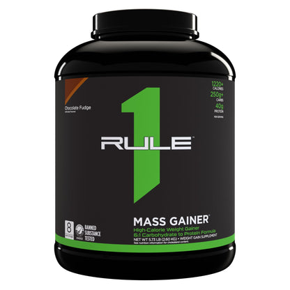 Rule One Proteins, R1 Mass Gainer - Vanilla Crème, High-Calorie Weight Gain Formula with 1,220+ Calories, 250g+ Complex Carb Blend, 40g All-Whey Protein, 8g Fat Per Serving, 6 Pounds, 8 Servings