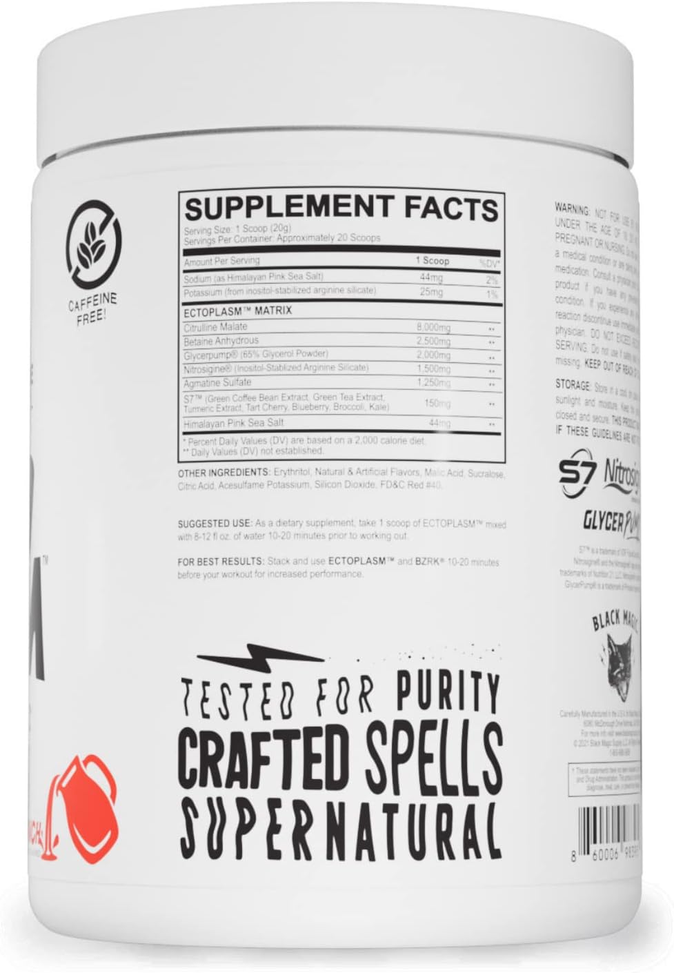 Black Magic Supply Ecto Plasm Non-Stimulant Pump Igniter | Supernatural Pump Formula | Increased Hydration & Vascularity | 20 Scoops | Fruit Punch