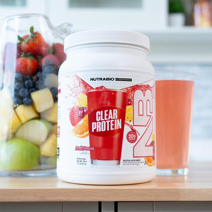 NutraBio Clear Whey Isolate Protein Powder, Delicious & Refreshing Fruit Flavors, Protein Juice, No Milky Taste, No Foam, Zero Sugar, Watermelon Breeze, 20 Servings