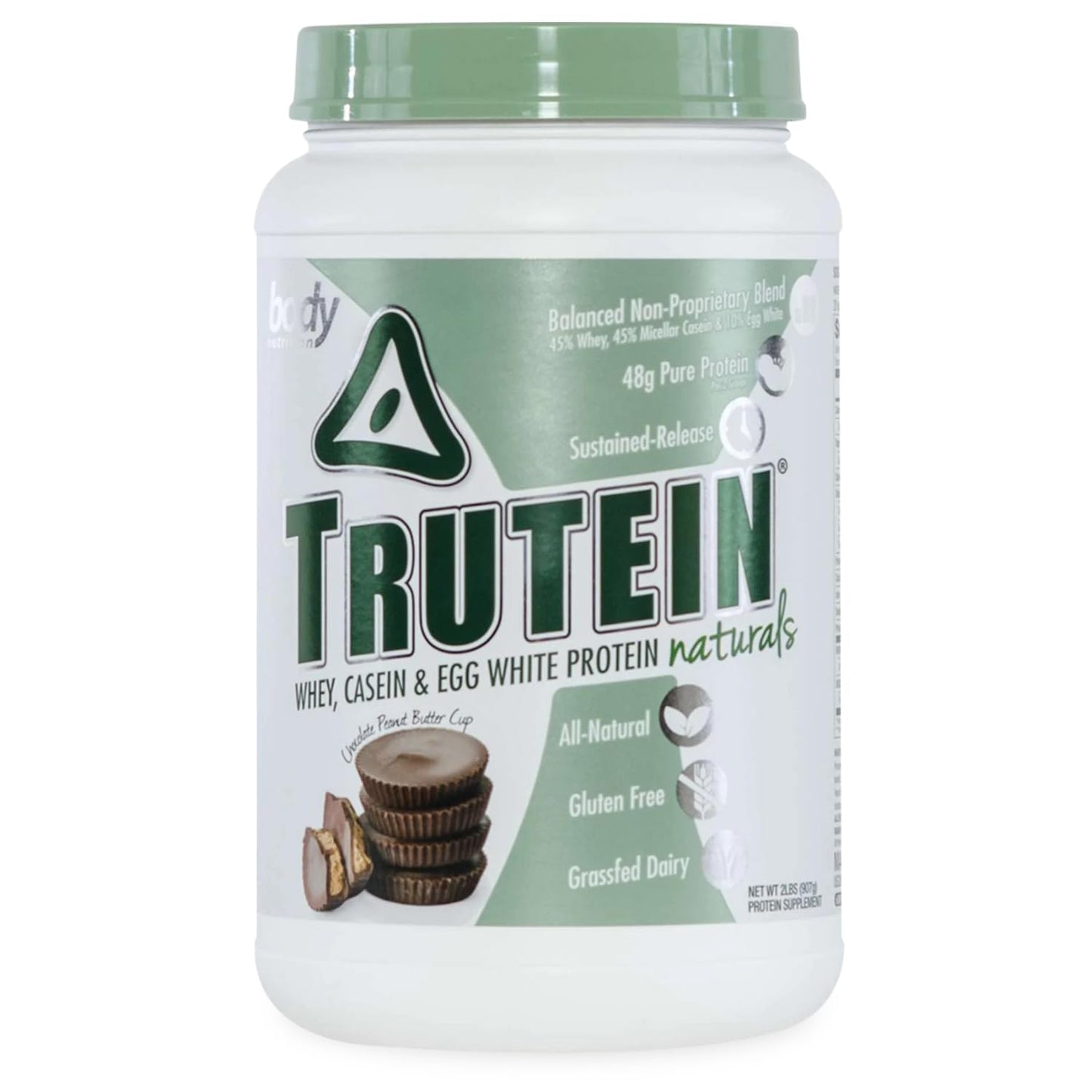 Body Nutrition Trutein Naturals, Whey, Casein & Egg White Protein Powder Without Artificial Sweeteners, Gluten-Free Keto Protein Powder, Post-Workout Meal Replacement Shake, Cinnabun, 4 lb