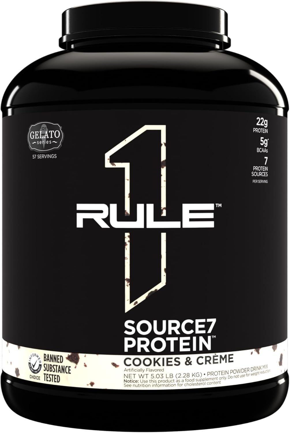 Source 7 Protein – Gelato-Inspired Flavors, Velvety Smooth Texture, 22g Sustained Protein with 10g EAAs from 7 Premium Sources (2 Pounds*, Vanilla)