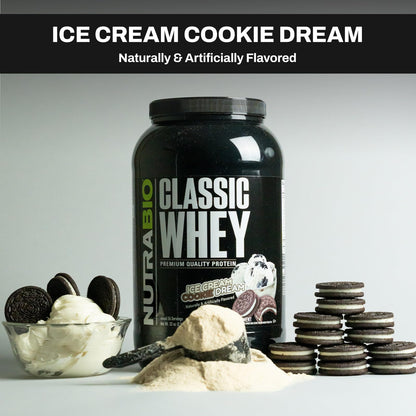 NutraBio Classic Whey Protein Powder- 25G of Protein Per Scoop - Ice Cream Cookie Dream, 2 Pounds