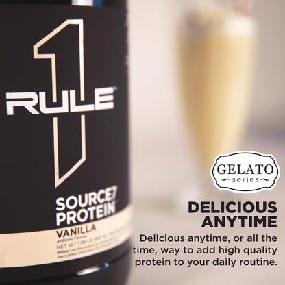 Source 7 Protein – Gelato-Inspired Flavors, Velvety Smooth Texture, 22g Sustained Protein with 10g EAAs from 7 Premium Sources (2 Pounds*, Vanilla)