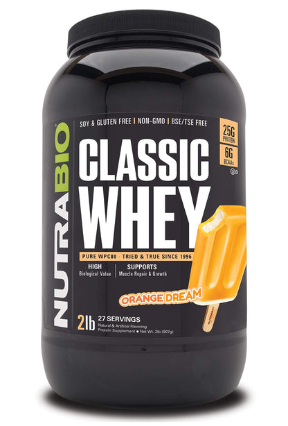 NutraBio Classic Whey Protein Powder- 25G of Protein Per Scoop - Ice Cream Cookie Dream, 2 Pounds