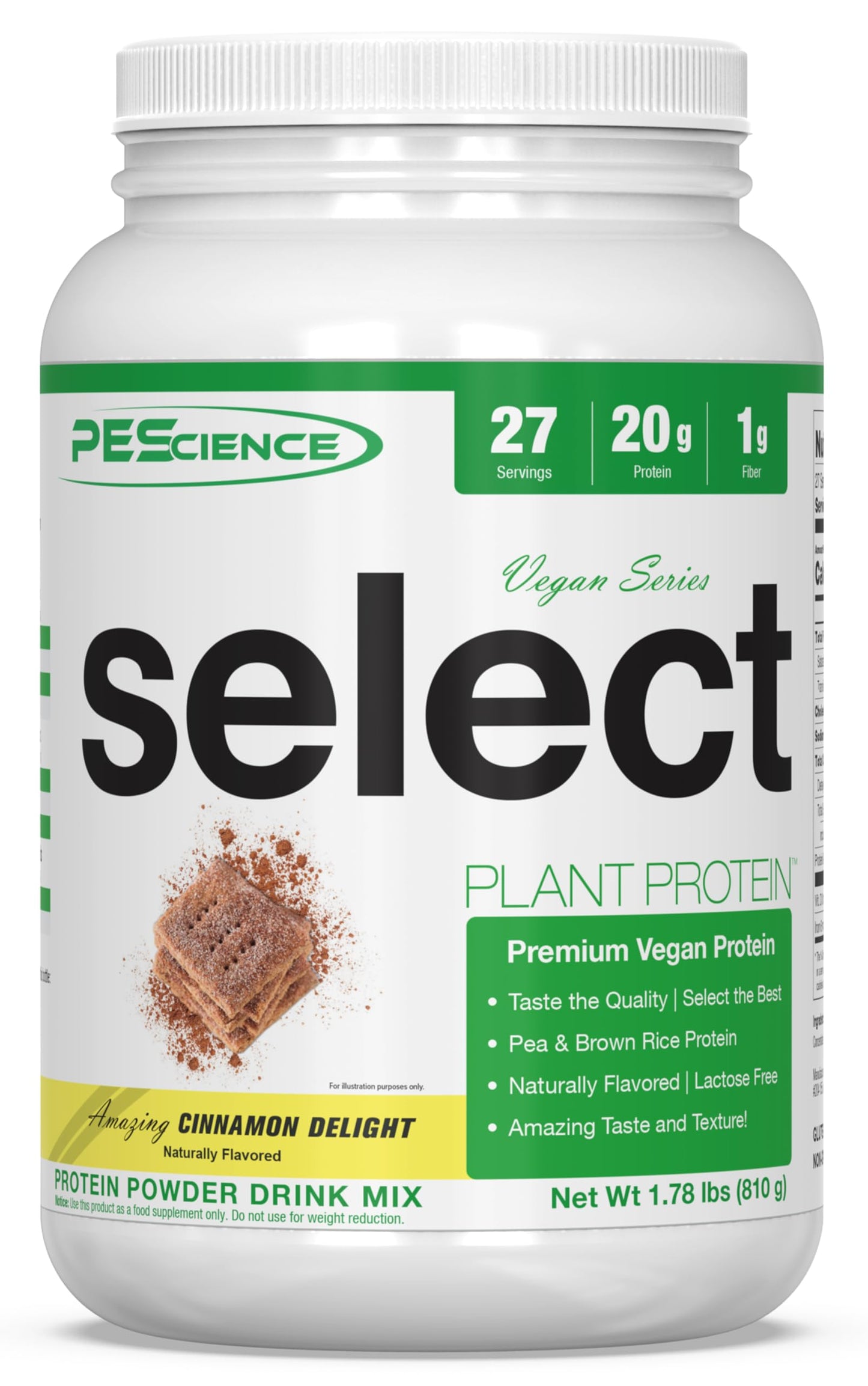 PEScience Select Vegan Plant Based Protein Powder, Vanilla, 27 Serving, Premium Pea and Brown Rice Blend