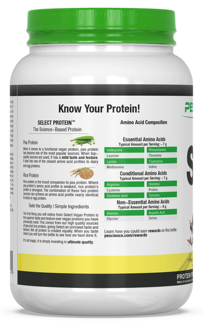 PEScience Select Vegan Plant Based Protein Powder, Vanilla, 27 Serving, Premium Pea and Brown Rice Blend