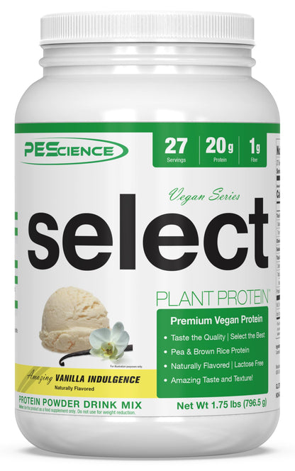 PEScience Select Vegan Plant Based Protein Powder, Vanilla, 27 Serving, Premium Pea and Brown Rice Blend