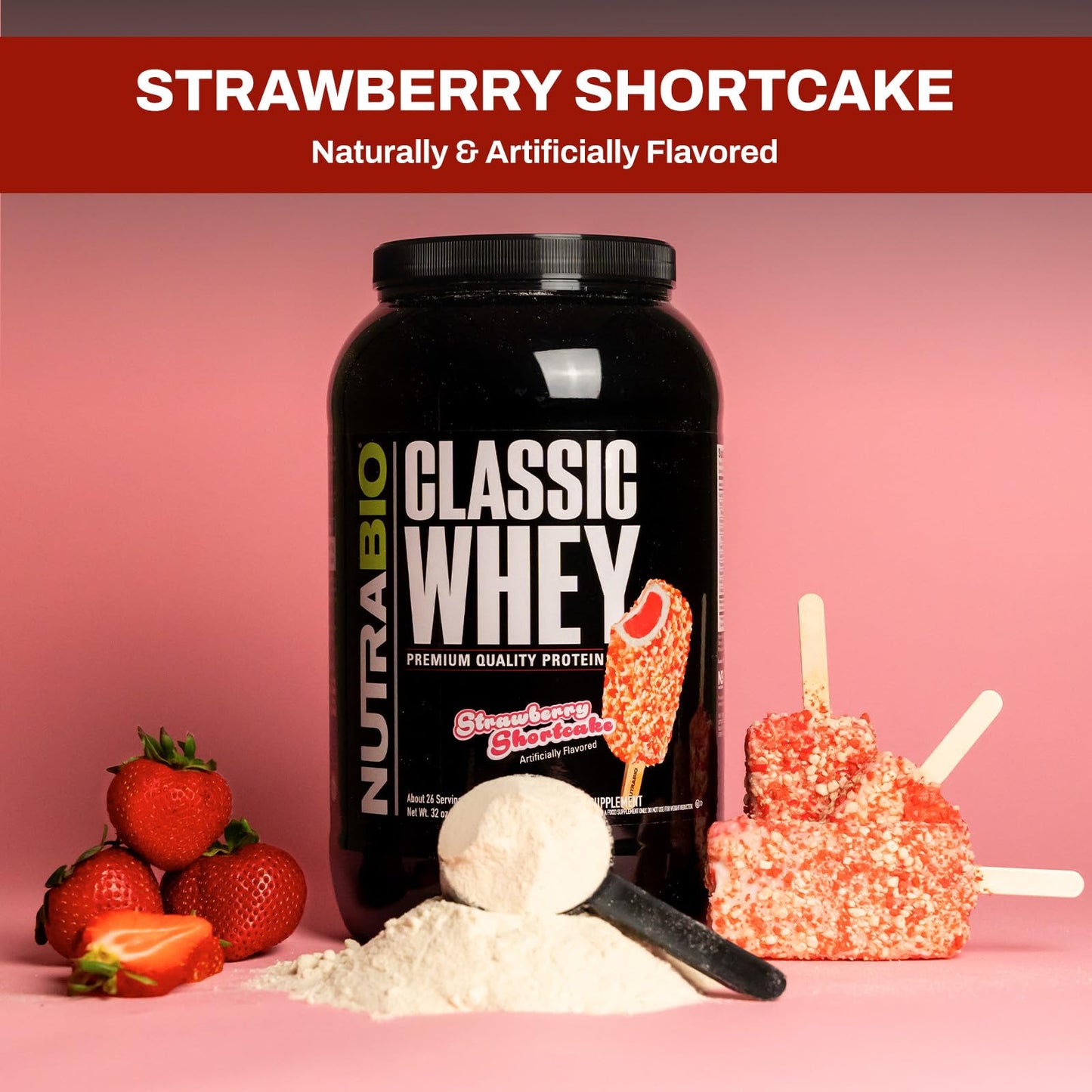 NutraBio Classic Whey Protein Powder- 25G of Protein Per Scoop - Ice Cream Cookie Dream, 2 Pounds