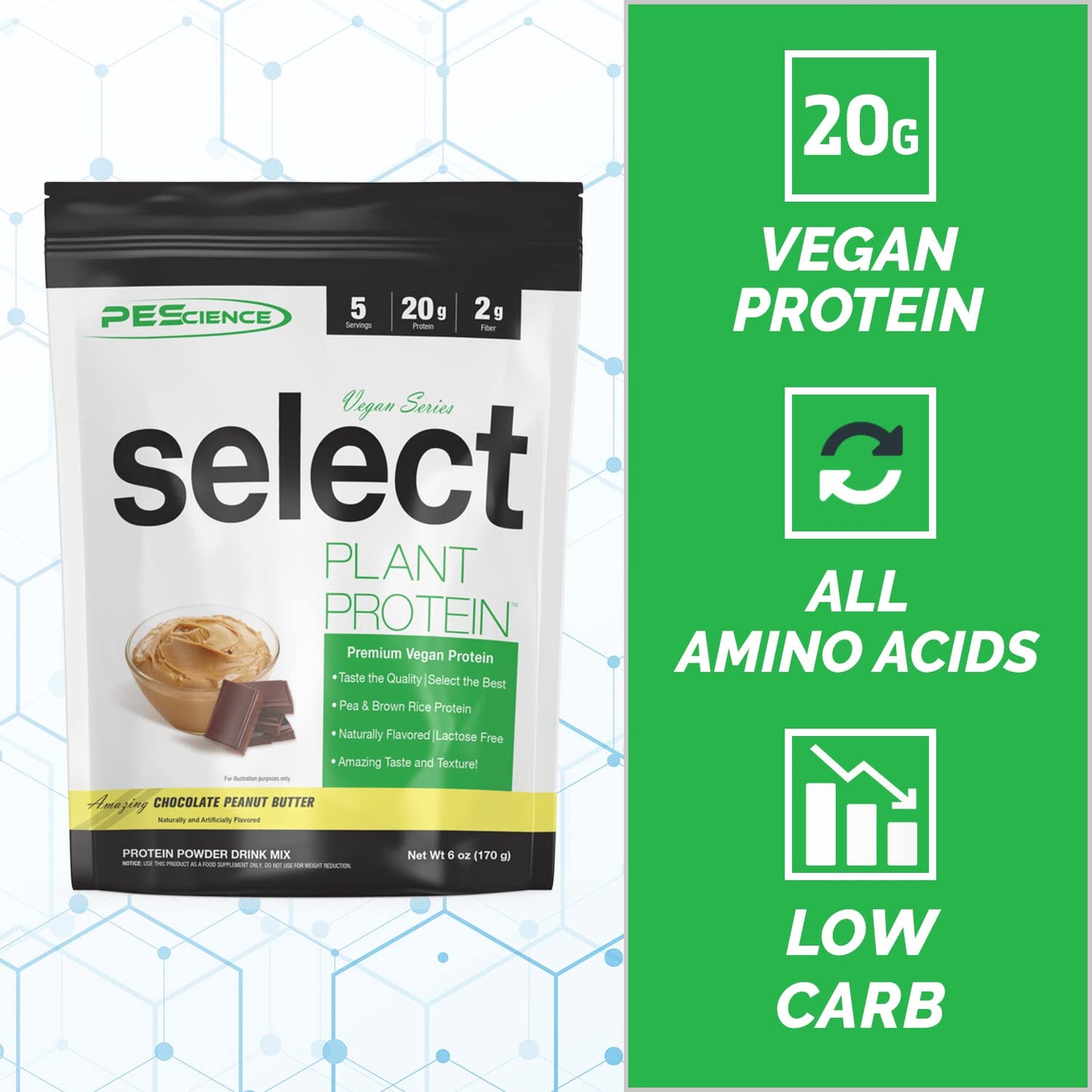 PEScience Select Vegan Plant Based Protein Powder, Vanilla, 27 Serving, Premium Pea and Brown Rice Blend