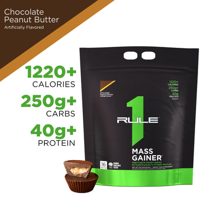 Rule One Proteins, R1 Mass Gainer - Vanilla Crème, High-Calorie Weight Gain Formula with 1,220+ Calories, 250g+ Complex Carb Blend, 40g All-Whey Protein, 8g Fat Per Serving, 6 Pounds, 8 Servings