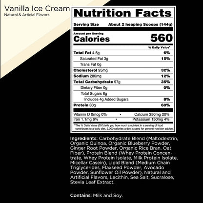 Rule One Proteins, R1 Clean Gainer - High-Protein Lean Gain Formula with 560 Calories, 30g of Full-Spectrum Protein, Over 90g Carbs, Under 6g of Fat (15 Servings, Vanilla Crème)