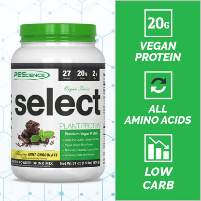 PEScience Select Vegan Plant Based Protein Powder, Vanilla, 27 Serving, Premium Pea and Brown Rice Blend