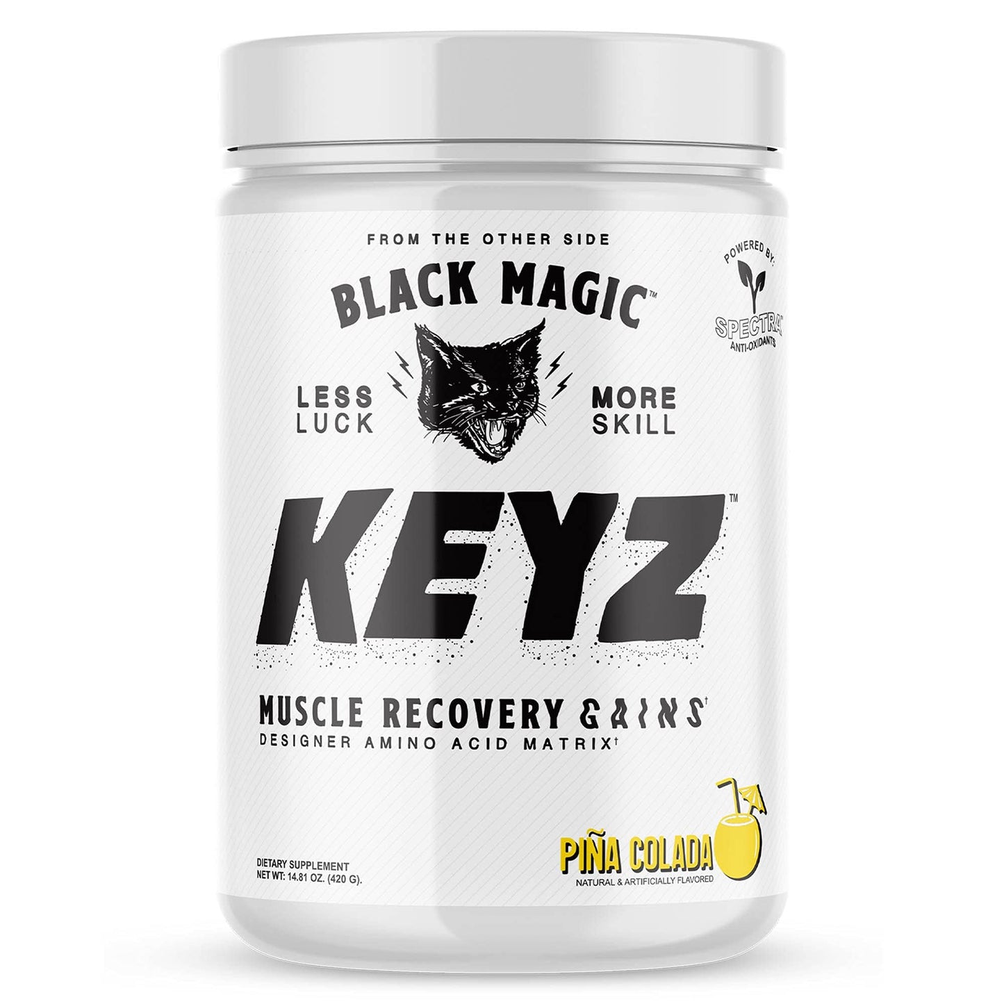 Black Magic Keyz Amino Acid Matrix Powder - Muscle Recovery & Endurance - EAA's, BCAA's, & Taurine - Keto, No Sugar, Caffeine Free - Pina Colada - 14.81 oz