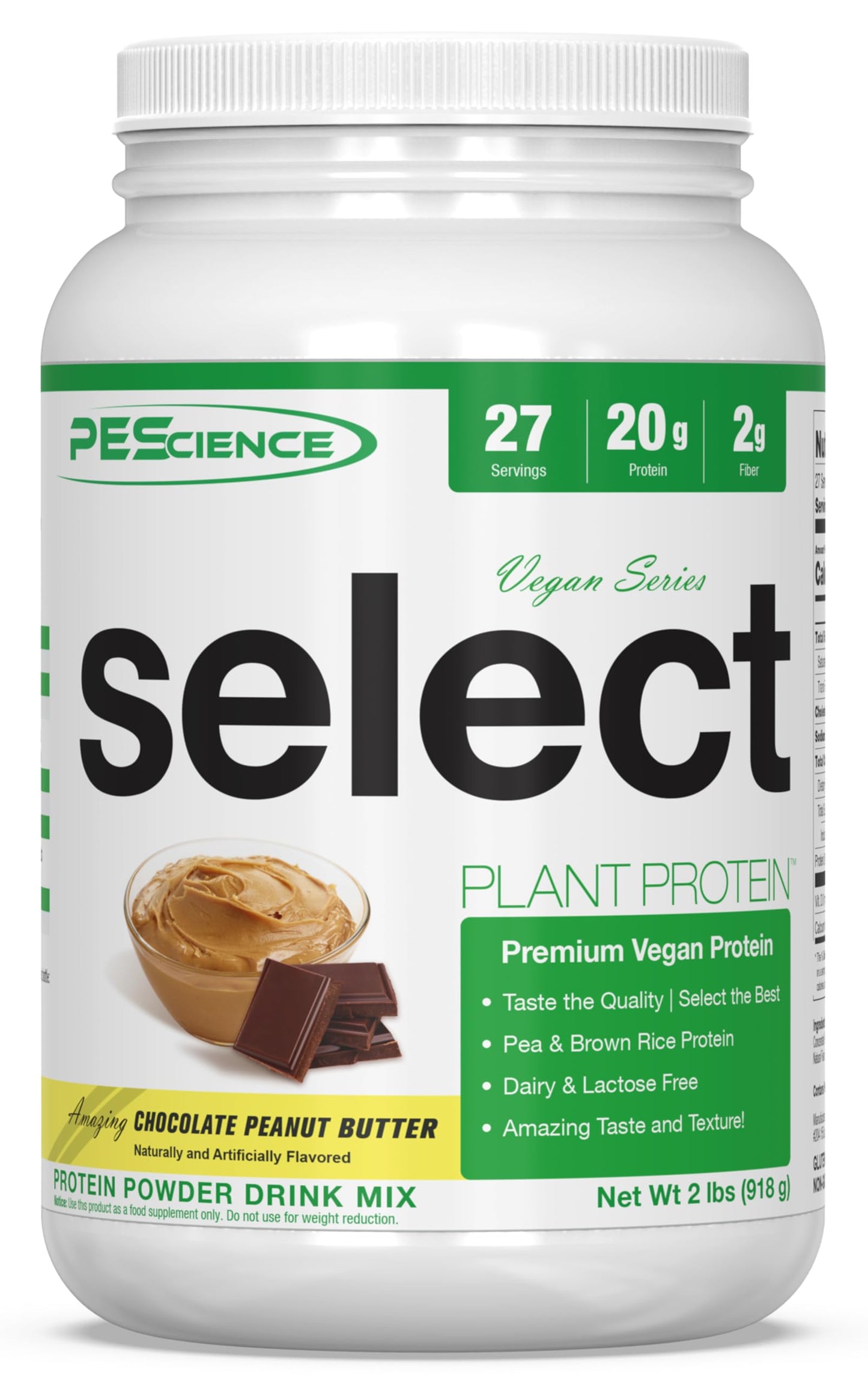 PEScience Select Vegan Plant Based Protein Powder, Vanilla, 27 Serving, Premium Pea and Brown Rice Blend