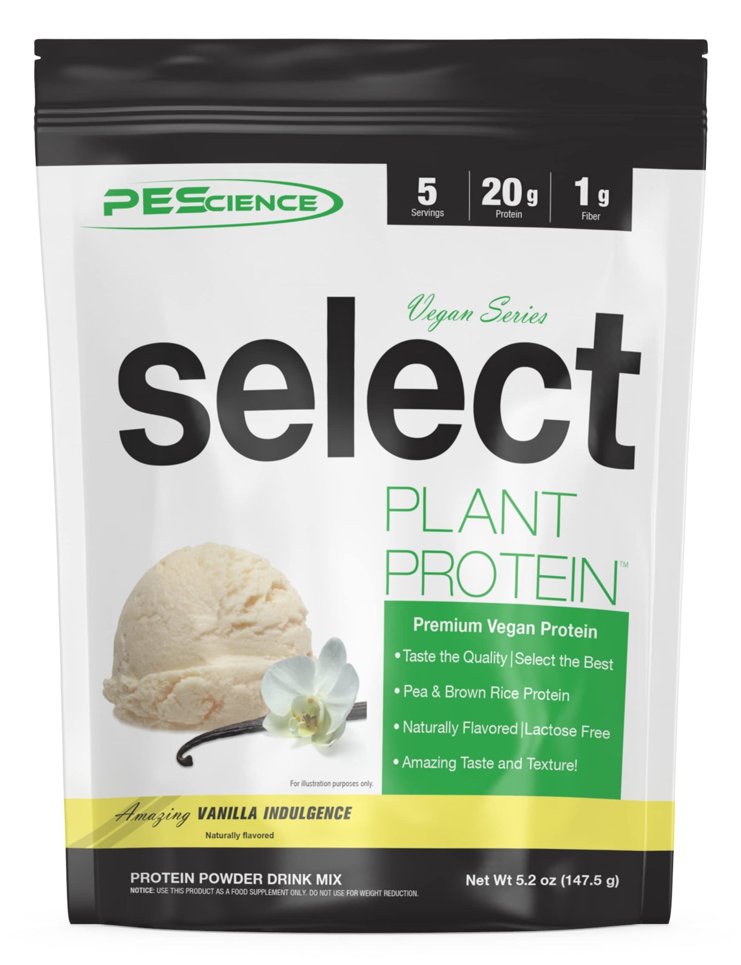 PEScience Select Vegan Plant Based Protein Powder, Vanilla, 27 Serving, Premium Pea and Brown Rice Blend