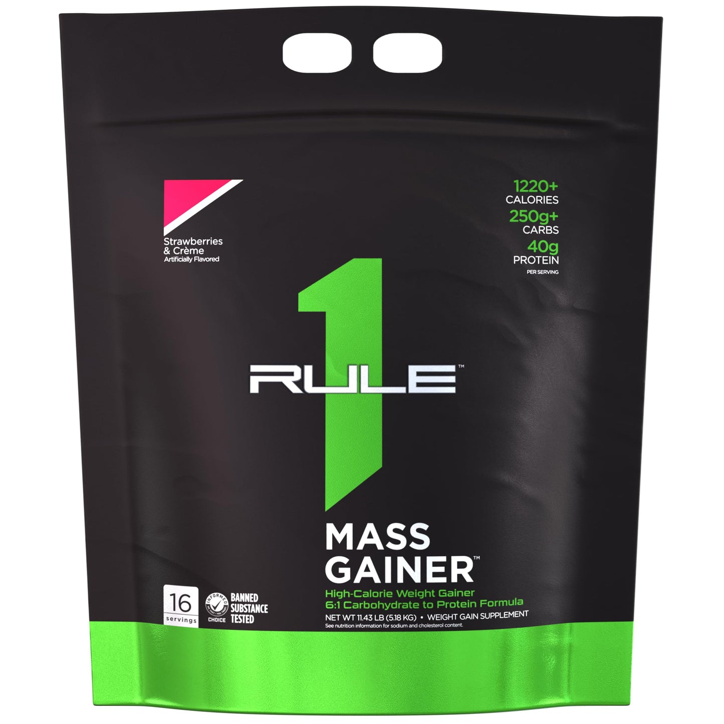 Rule One Proteins, R1 Mass Gainer - Vanilla Crème, High-Calorie Weight Gain Formula with 1,220+ Calories, 250g+ Complex Carb Blend, 40g All-Whey Protein, 8g Fat Per Serving, 6 Pounds, 8 Servings