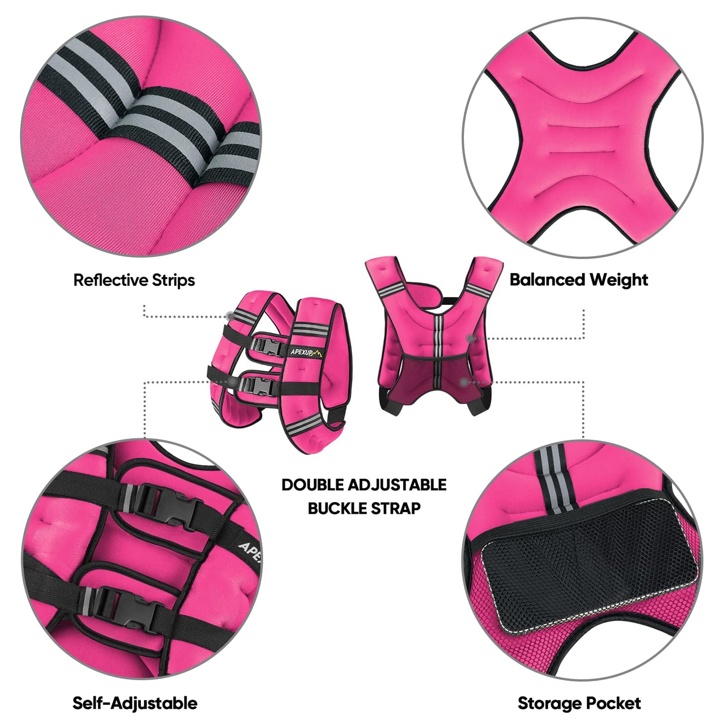 APEXUP Weighted Vest Men 5lbs/10lbs/15lbs/20lbs/25lbs/30lbs Weights with Reflective Stripe, Weighted vest for Women Workout Equipment for Strength Training Running