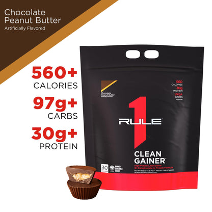 Rule One Proteins, R1 Clean Gainer - High-Protein Lean Gain Formula with 560 Calories, 30g of Full-Spectrum Protein, Over 90g Carbs, Under 6g of Fat (15 Servings, Vanilla Crème)