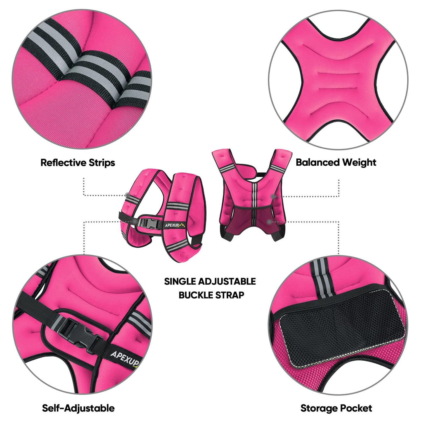 APEXUP Weighted Vest Men 5lbs/10lbs/15lbs/20lbs/25lbs/30lbs Weights with Reflective Stripe, Weighted vest for Women Workout Equipment for Strength Training Running