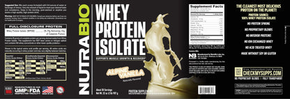 NutraBio Whey Protein Isolate Powder Supplement – 25g of Protein Per Scoop with Complete Amino Acid Profile - Soy and Gluten Free Protein Powder - Zero Fillers and Non-GMO - Alpine Vanilla - 2 Lbs