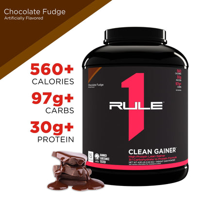 Rule One Proteins, R1 Clean Gainer - High-Protein Lean Gain Formula with 560 Calories, 30g of Full-Spectrum Protein, Over 90g Carbs, Under 6g of Fat (15 Servings, Vanilla Crème)