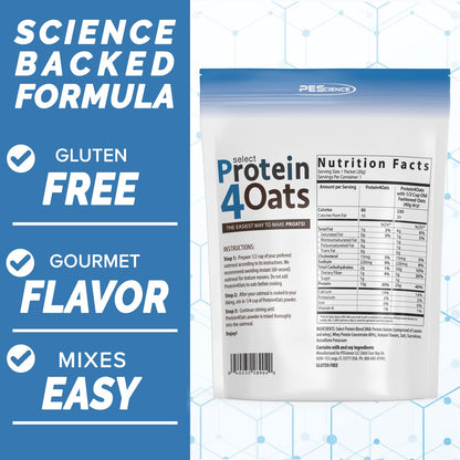 PEScience Select Protein4Oats, Maple and Brown Sugar, 12 Serving, Whey and Casein Blend for Oats and Oatmeal