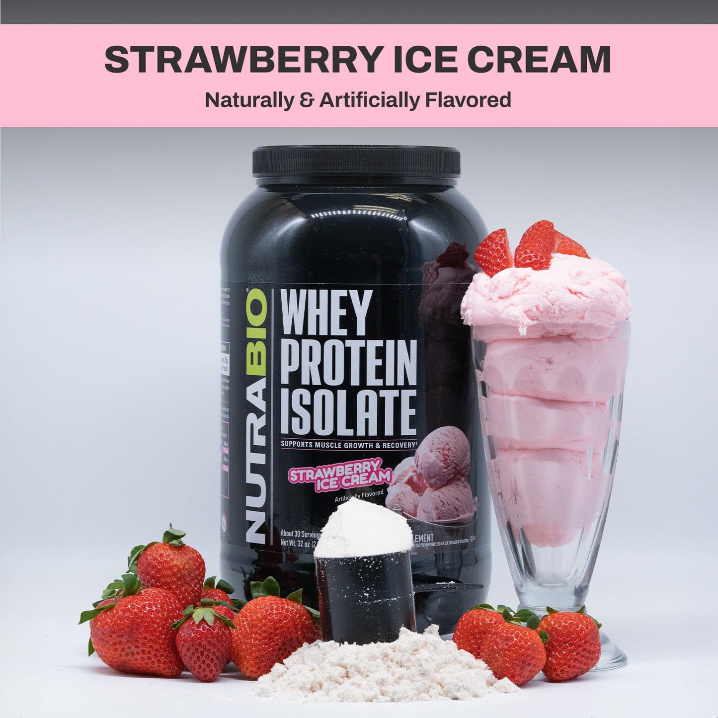 NutraBio Whey Protein Isolate Powder Supplement – 25g of Protein Per Scoop with Complete Amino Acid Profile - Soy and Gluten Free Protein Powder - Zero Fillers and Non-GMO - Alpine Vanilla - 2 Lbs