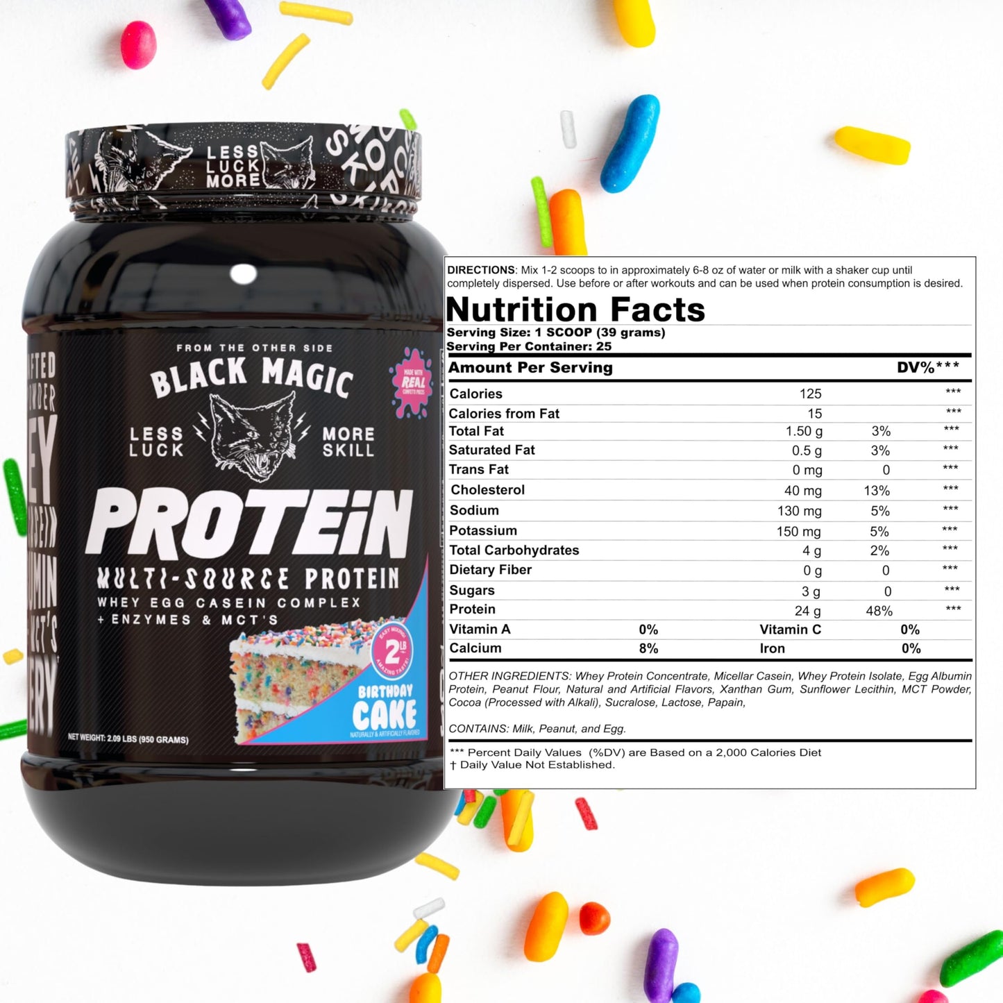 Worldwide Nutrition Bundle: Black Magic Multi-Source Protein Powder Whey, Egg Albumin Enzymes, Micellar Casein & MCTs Muscle Mass Gaining Cinnamon Toast Flavor - 2 LB & Multi-Purpose Keychain