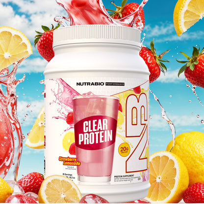 NutraBio Clear Whey Isolate Protein Powder, Delicious & Refreshing Fruit Flavors, Protein Juice, No Milky Taste, No Foam, Zero Sugar, Watermelon Breeze, 20 Servings