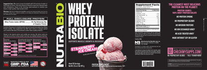 NutraBio Whey Protein Isolate Powder Supplement – 25g of Protein Per Scoop with Complete Amino Acid Profile - Soy and Gluten Free Protein Powder - Zero Fillers and Non-GMO - Alpine Vanilla - 2 Lbs