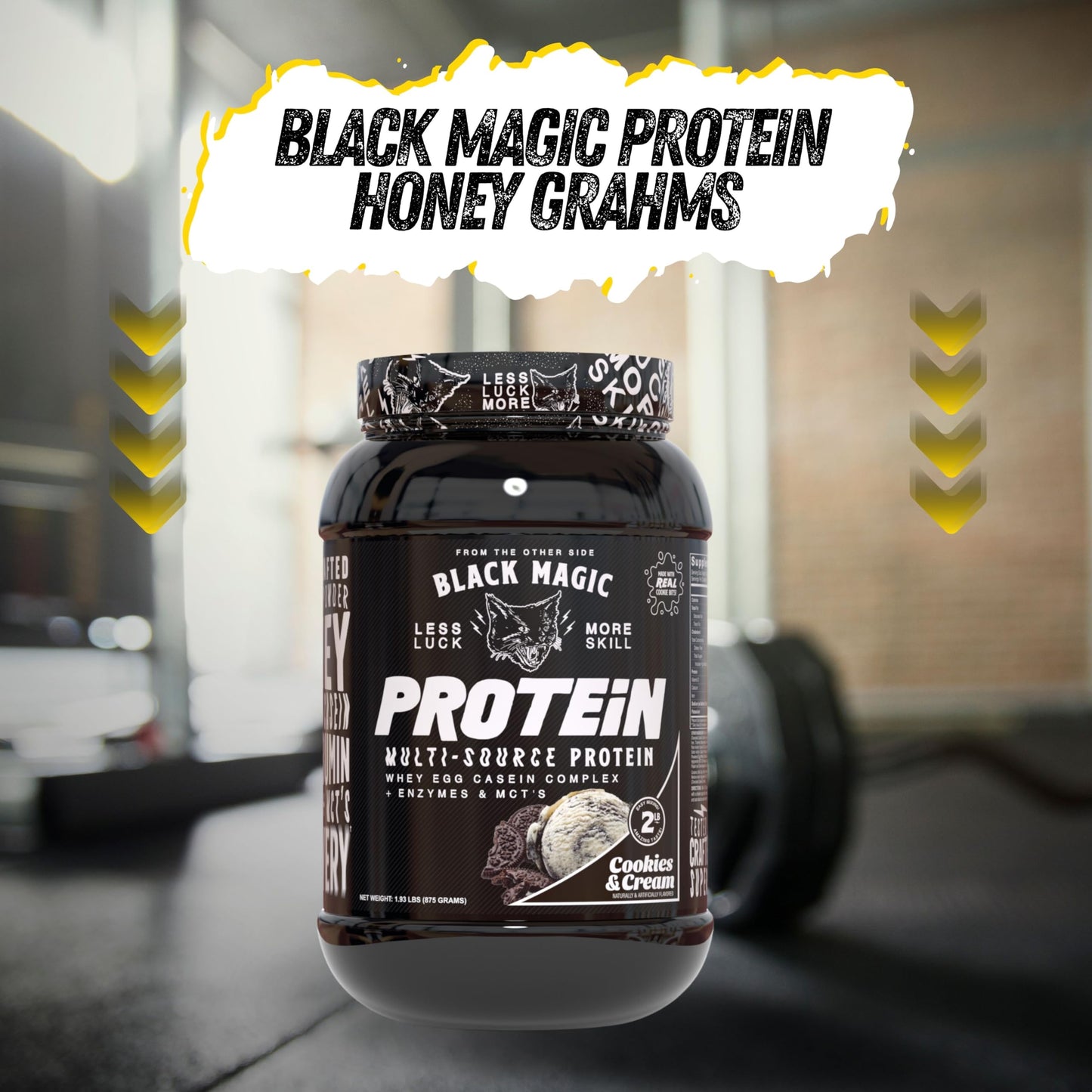 Worldwide Nutrition Bundle: Black Magic Multi-Source Protein Powder Whey, Egg Albumin Enzymes, Micellar Casein & MCTs Muscle Mass Gaining Cinnamon Toast Flavor - 2 LB & Multi-Purpose Keychain