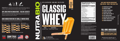 NutraBio Classic Whey Protein Powder- 25G of Protein Per Scoop - Ice Cream Cookie Dream, 2 Pounds