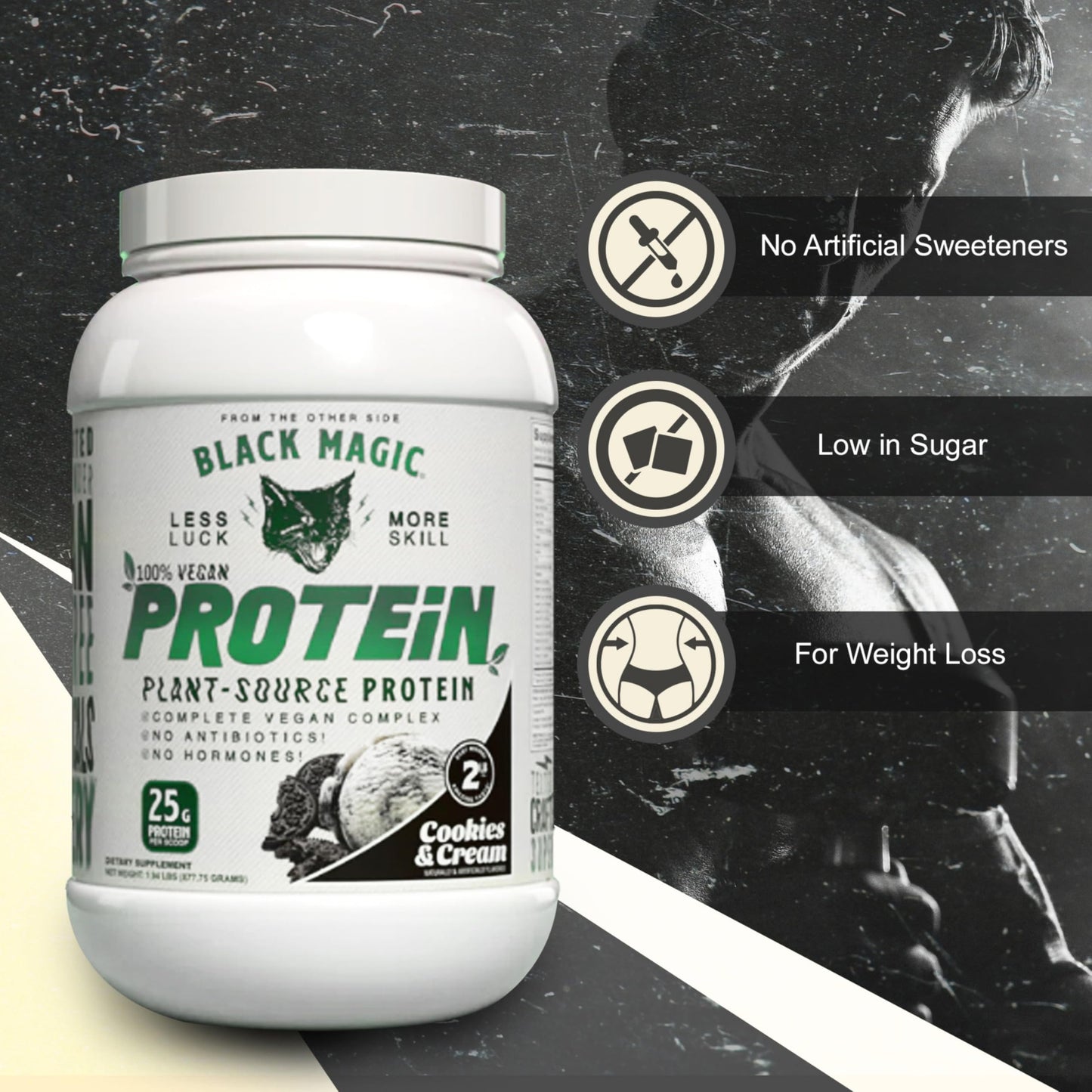 Worldwide Nutrition Bundle: Black Magic Multi-Source Protein - Whey, Egg, and Casein Complex with Enzymes & MCT Powder - Vegan Peanut Butter Protein Powder - 2 LB with Bonus Key Chain